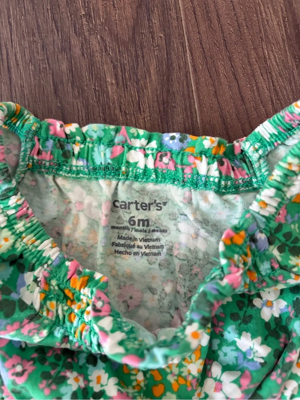 Carter's Green Floral Dress with Matching Green Diaper Cover